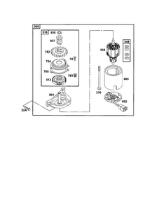 Motor-Starter Diagram and Parts List for 121700-121799 4006-4009 Briggs and Stratton Engine
